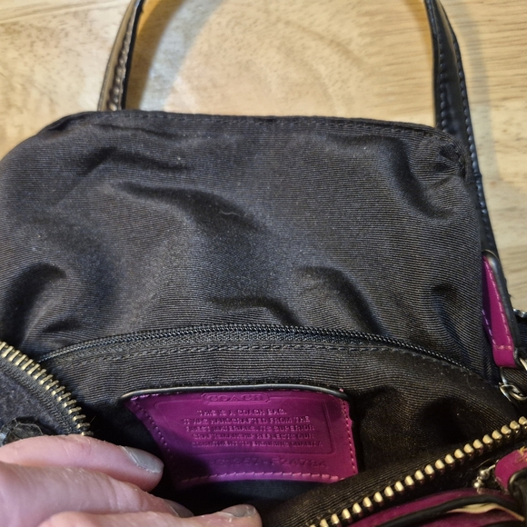 Coach Berry and Gray Stripe Wool Satchel and Dustbag - Picture 12 of 17